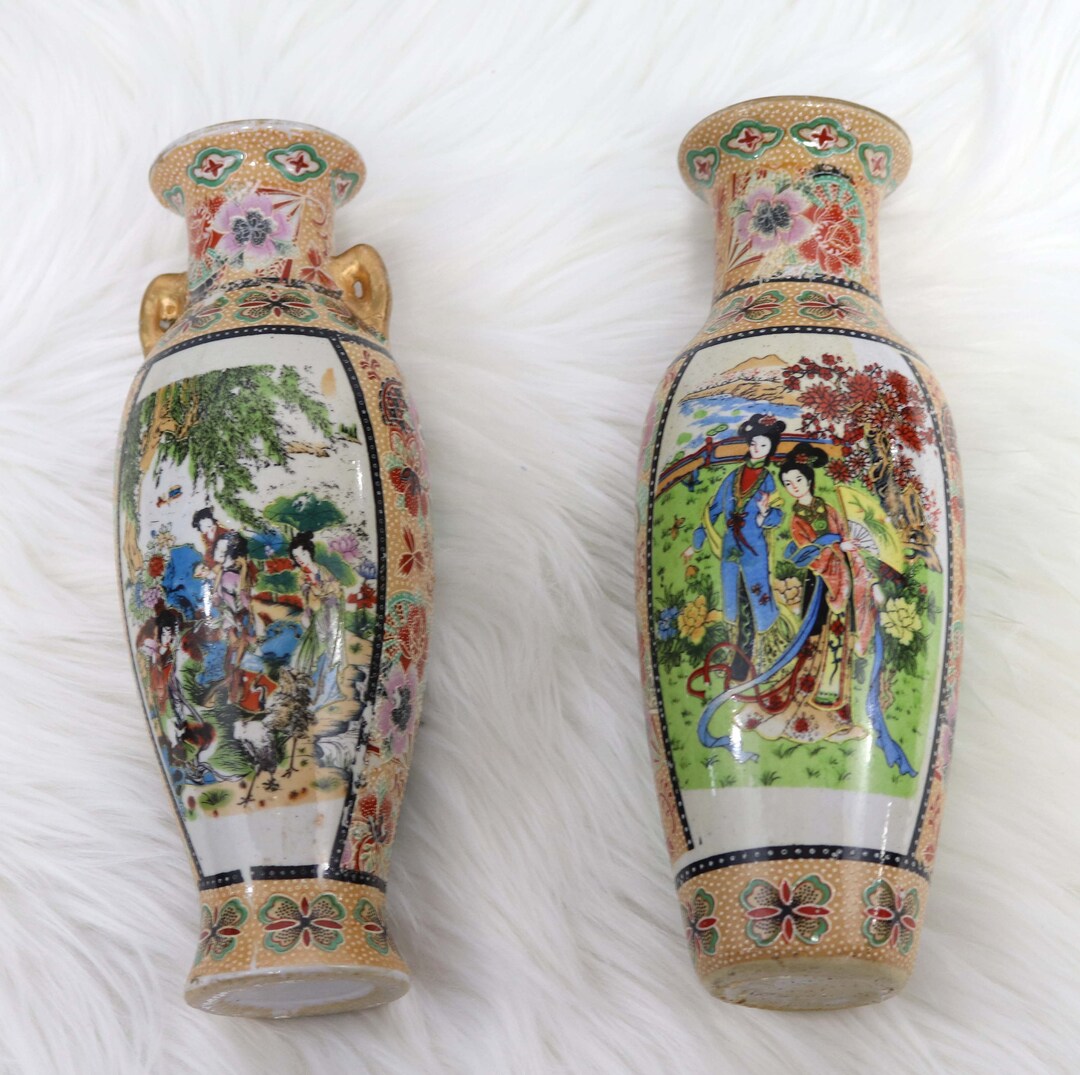 Vintage Japanese Vase, Japanese Pottery, Satsuma Style Porcelain