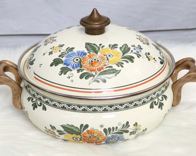 Vintage Asta Villeroy and Boch Amsterdam Enamelware Floral Cookware