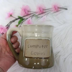 Handcrafted Stoneware Coffee Mug, Computer Genius Gift