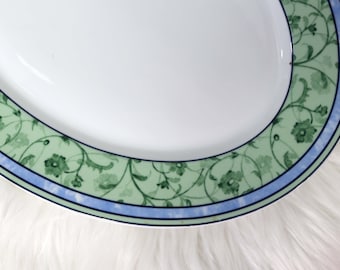 Vintage Wedgwood Oval Platter, Watercolour Emerald Green Floral, 14" x 10.75"