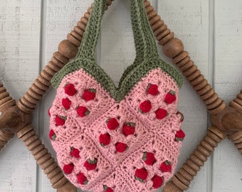 Adorable Handmade Crocheted Small Strawberry Bag