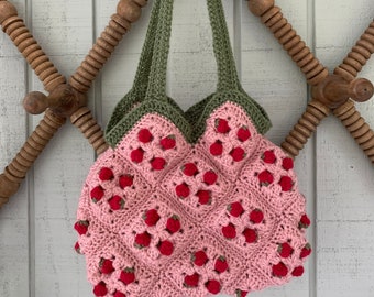Adorable Handmade Crocheted Large Strawberry Bag