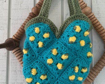 Adorable Handmade Crocheted Small Lemon Bag