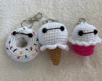 Handmade Crocheted Baymax Mini Dessert Keychains