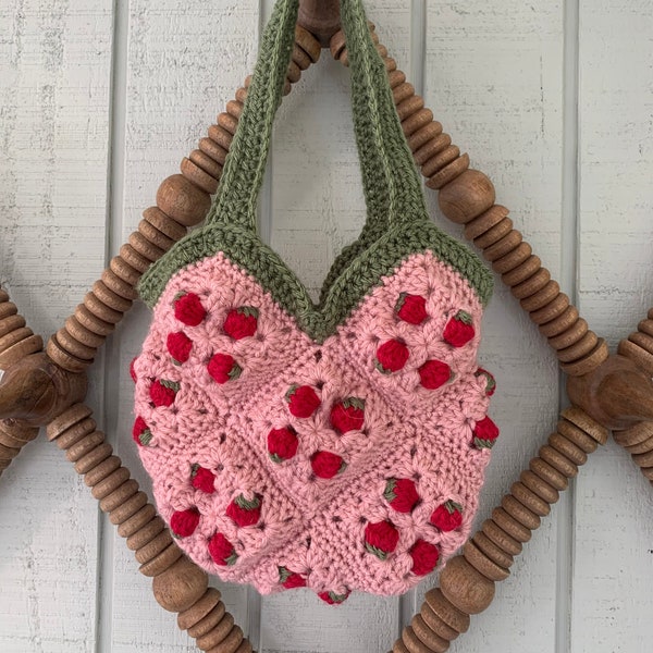 Adorable Handmade Crocheted Small Strawberry Bag