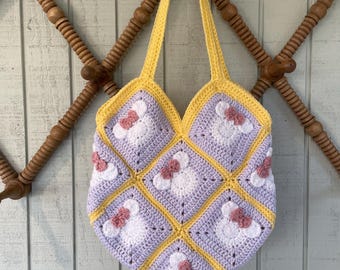 Daisy Duck - Adorable Handmade crocheted Mickey Mouse Daisy Duck inspired Disney shoulder bag