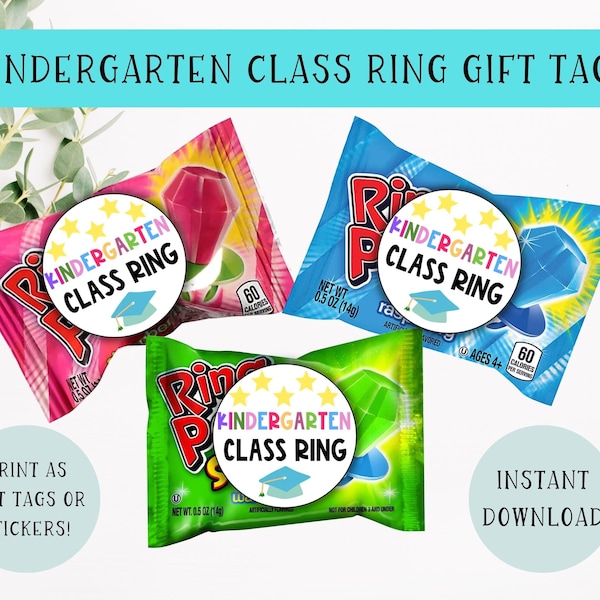 Kindergarten Graduation Class Ring Gift Tags Or Stickers | Graduation Tags | Graduation Favors | Graduation Gift Tags | Kindergarten Grad