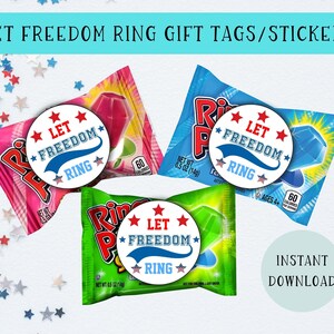 Let Freedom Ring Gift Tags Or Stickers | 4th Of July Printable Tags | Independence Day Tags | Patriotic Gift Tag | 4th Of July Favor Tag