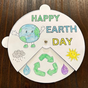 Earth Day Coloring Spinner Wheel For Kids | Earth Day Activities | Earth Day Crafts | Earth Day Preschool Crafts | Earth Day Printable