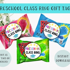 Preschool Graduation Class Ring Gift Tags or Stickers Pre-k Graduation