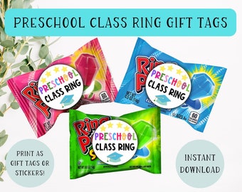 Preschool Graduation Class Ring Gift Tags Or Stickers | Pre-K Graduation | Graduation Tags | Graduation Favors | Graduation Gift Tags