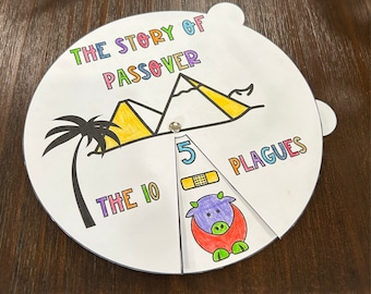 Ten Plagues Of Passover Printable Spinner Coloring Wheel | Passover Activity For Kids | Preschool Passover | Ten Plagues | Passover Kids