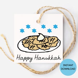 Étiquette-cadeau Hanoucca Latke imprimable, Hanoucca imprimable, étiquette-cadeau Hanoucca, étiquette de faveur de Hanoucca, cartes de Hanoucca, joyeux Hanoucca, fête juive