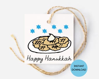 Hanukkah Latke Gift Tag Printable, Hanukkah Printable, Hanukkah Gift Tag, Hanukkah Favor Tag, Hanukkah Cards, Happy Hanukkah, Jewish Holiday