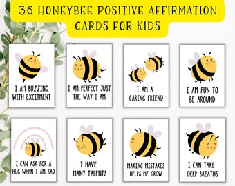 Honeybee Positive Affirmation Cards For Kids | Printable Affirmation Cards | Encouragement Cards | Kids Affirmations | Affirm Card For Kids