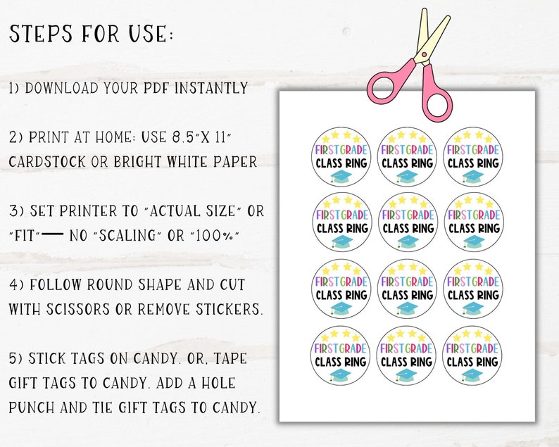 First Grade Graduation Class Ring Gift Tags or Stickers | 1st Grade ...
