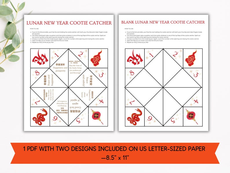 Printable Lunar New Year Cootie Catcher, Chinese New Year Fortune ...