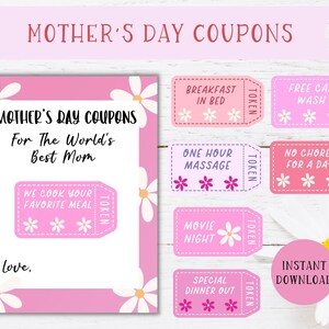 Buoni per la festa della mamma / Libro dei buoni stampabili / Libro dei buoni per la mamma / Buoni per la mamma / Libro dei buoni per la mamma / Regalo per la festa della mamma / Buoni stampabili