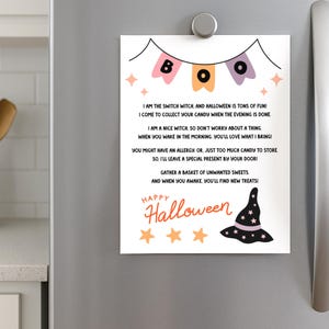 The Switch Witch Halloween printable for kids features a unique and custom poem from the Switch Witch.