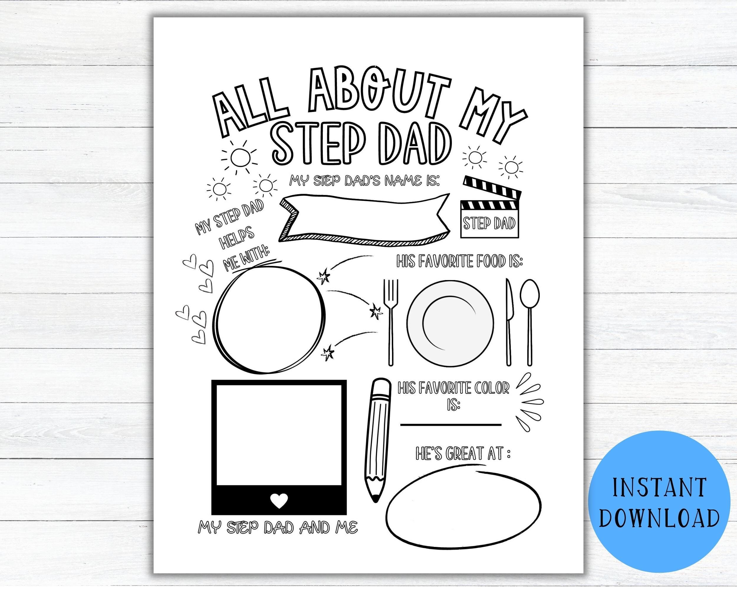 All About My Step Dad Printable Fill In The Blank Father s Day 