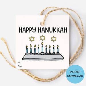 Étiquette-cadeau Hanoucca Menorah imprimable, Hanoucca imprimable, étiquette-cadeau Hanoucca, étiquette de faveur de Hanoucca, cartes de Hanoucca, joyeux Hanoucca, Menorah