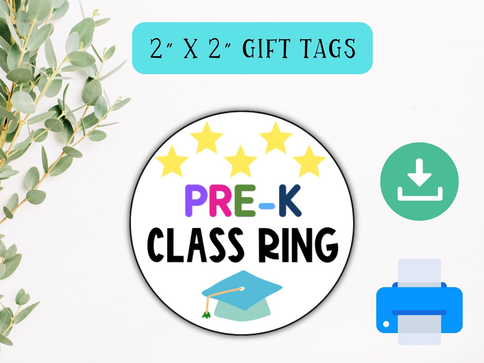 Pre-k Graduation Class Ring Gift Tags or Stickers, Pre-k Graduation ...