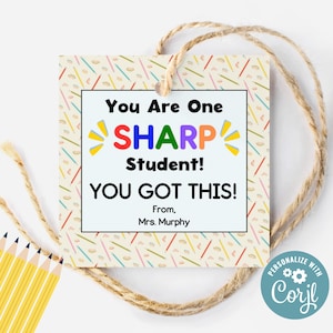 Testing Motivation Tag Printable, Editable One Sharp Student Tag, Testing Day Tag, Test Encouragement, Teacher Testing, Testing Treat Tag