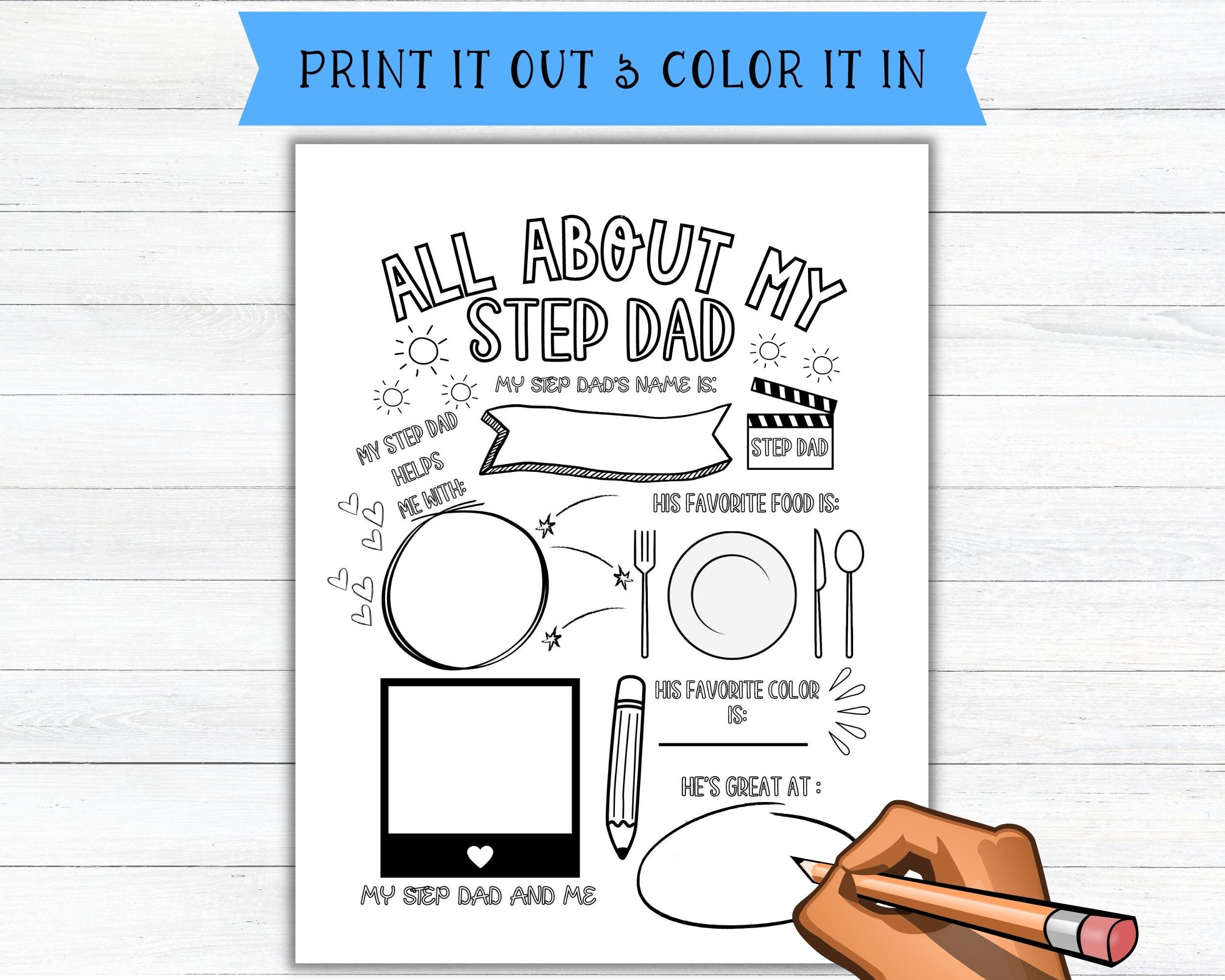 All About My Step Dad Printable Fill in the Blank | Father's Day ...