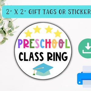 Preschool Graduation Class Ring Gift Tags or Stickers Pre-k Graduation