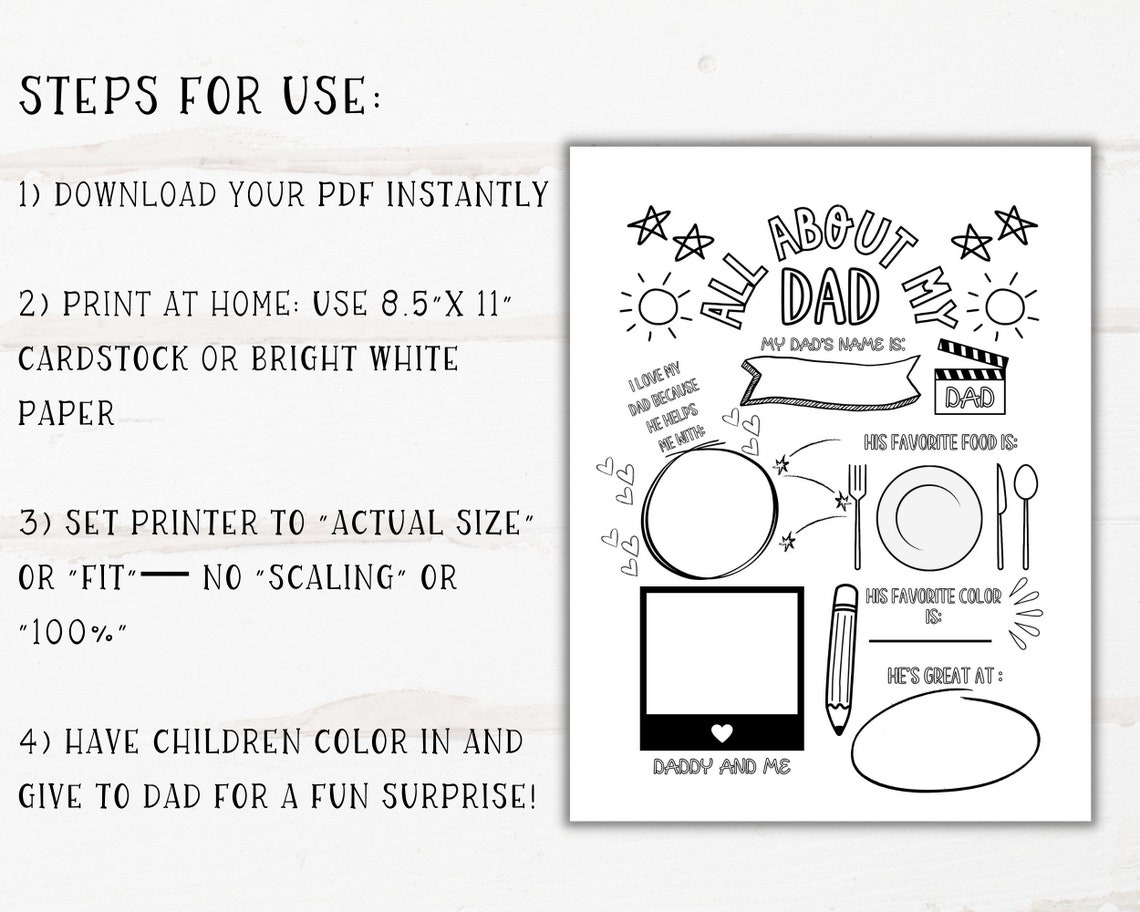 All About My Dad Printable | Father's Day Questionnaire | All About Dad ...