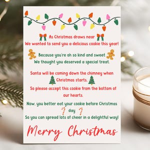 Weihnachtsplätzchen-Gedicht zum Ausdrucken, Weihnachtsplätzchen-Tag, Keksverpackung, Kekskarte, Wichteln, bedruckbares Keksetikett, Weihnachtsgedicht