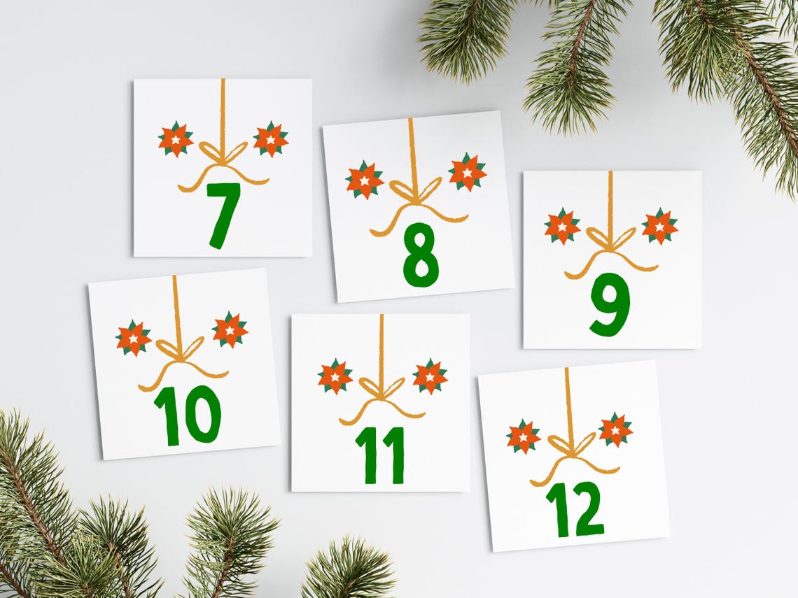 Printable Advent Calendar Numbers, Decorative Numbers, DIY Advent ...