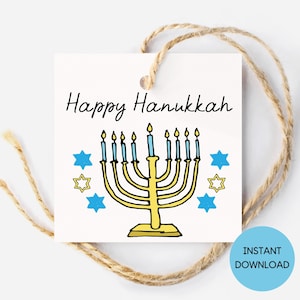 Étiquette-cadeau Hanoucca Menorah imprimable, Hanoucca imprimable, étiquette-cadeau Hanoucca, étiquette de faveur de Hanoucca, carte de Hanoucca, Hanoucca joyeux, étiquette Menorah