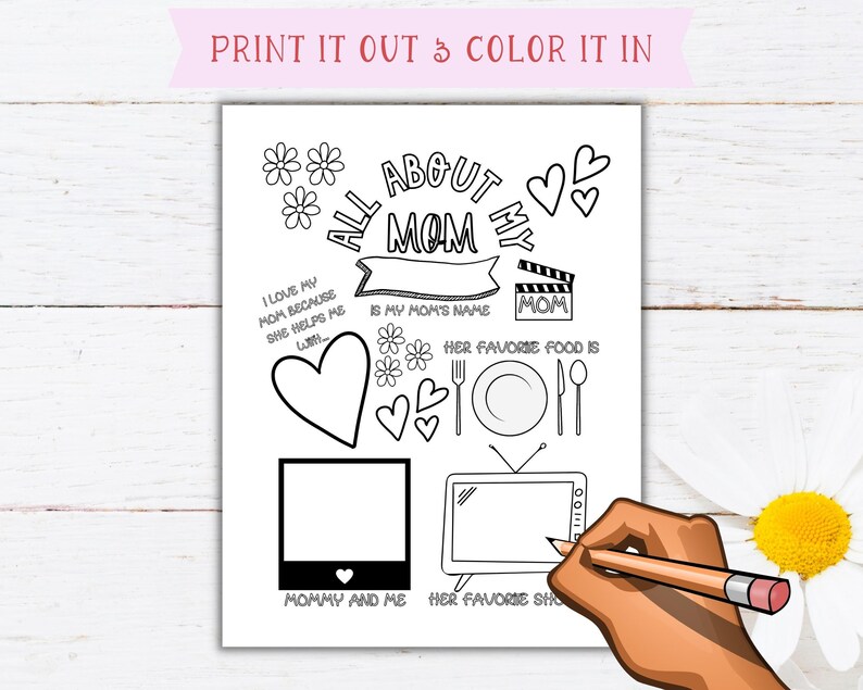 All About My Mom Printable All About Mom Mother's Day Gift Keepsake for ...