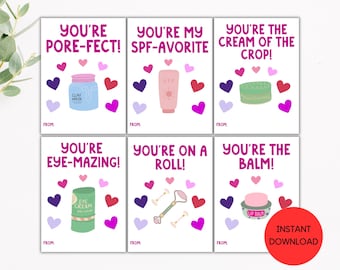Funny Skincare Valentine Cards For Teens & Tweens, Teen Valentine, Tween Valentine, Valentines For Teens, Funny Valentines, Kids Valentines