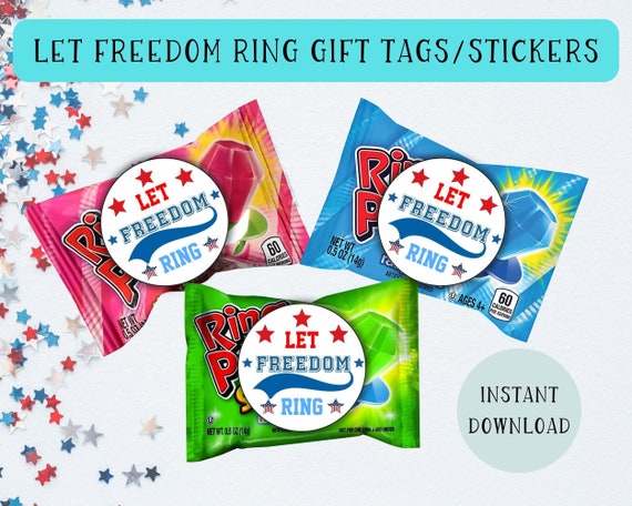 Let Freedom Ring Gift Tags Or Stickers | 4th Of July Printable Tags | Independence Day Tags | Patriotic Gift Tag | 4th Of July Favor Tag