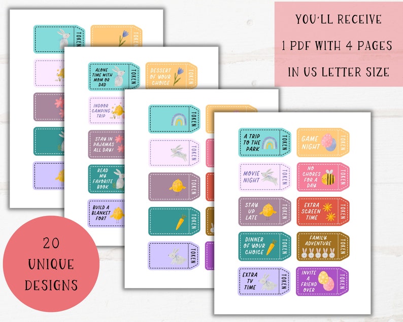 You'll receive 1 PDF with 4 pages in US letter size. You'll receive 20 unique designs.