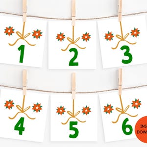 Printable Advent Calendar Numbers, Decorative Numbers, DIY Advent Calendar, Advent Calendar Tags, Christmas Numbers, Countdown Calendar