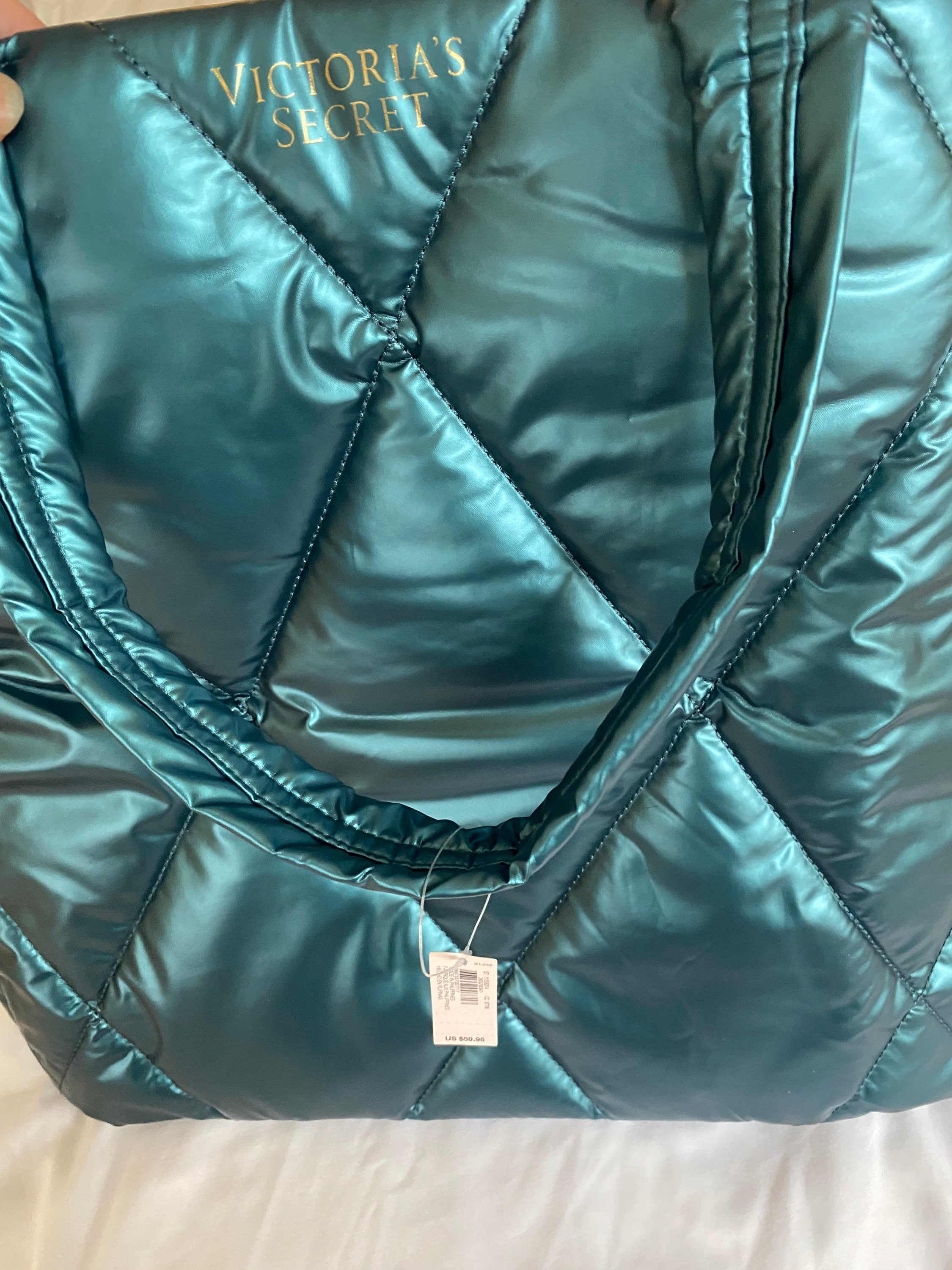New VTG Victoria Secrets LG Shoulder Bag Black Double Straps LG Striped  Pockets