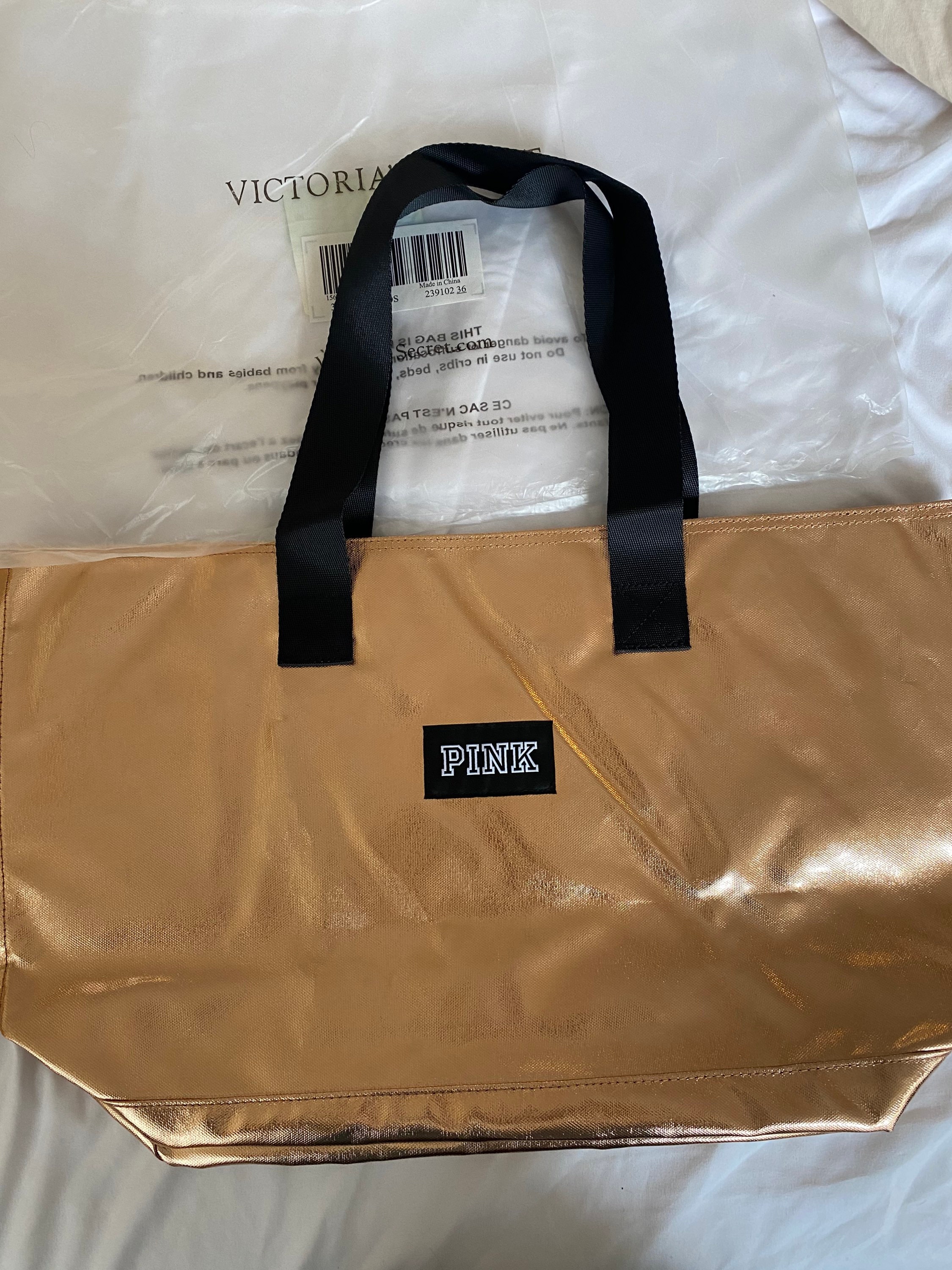 Victoria's Secret Gold Metallic Shoulder Tote 