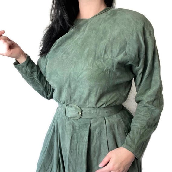 calvin klein green suede dress Vintage Classics Genuine Midi Pocket Size 8 meta:etsy import