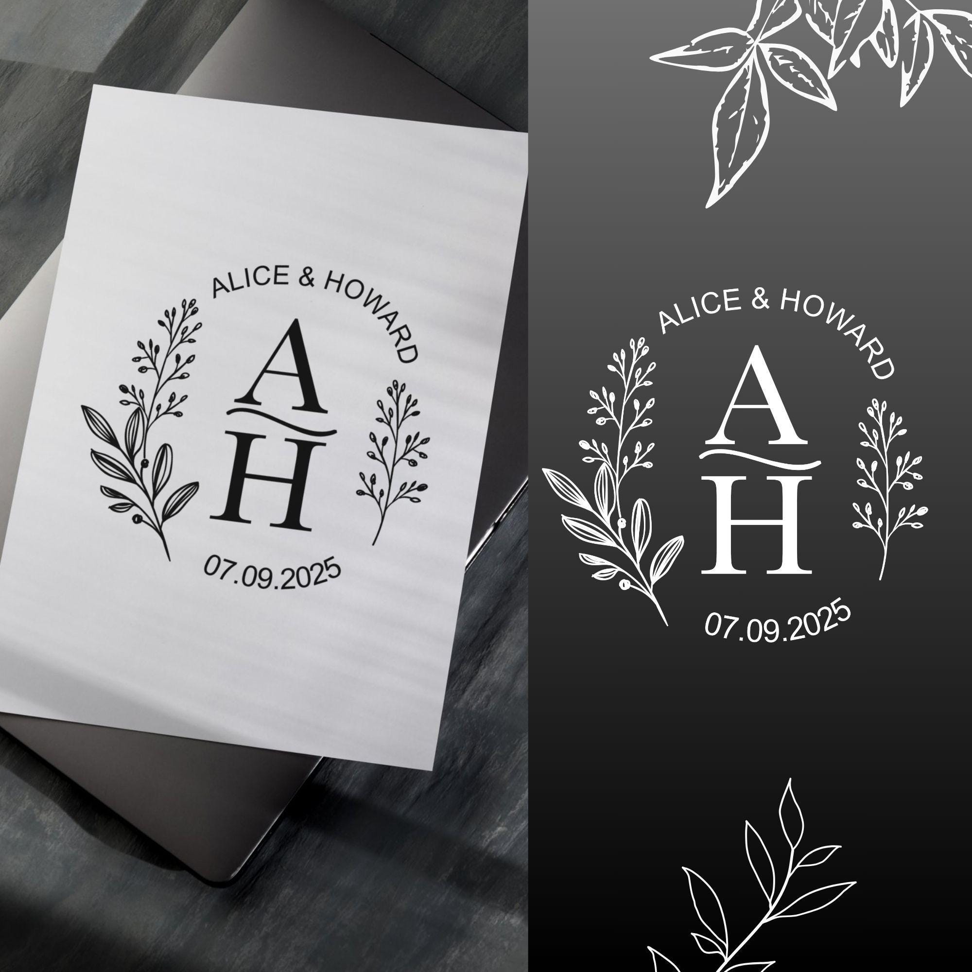 Minimalist Floral Wedding Monogram Logo Design (SVG, PNG) - Custom ...