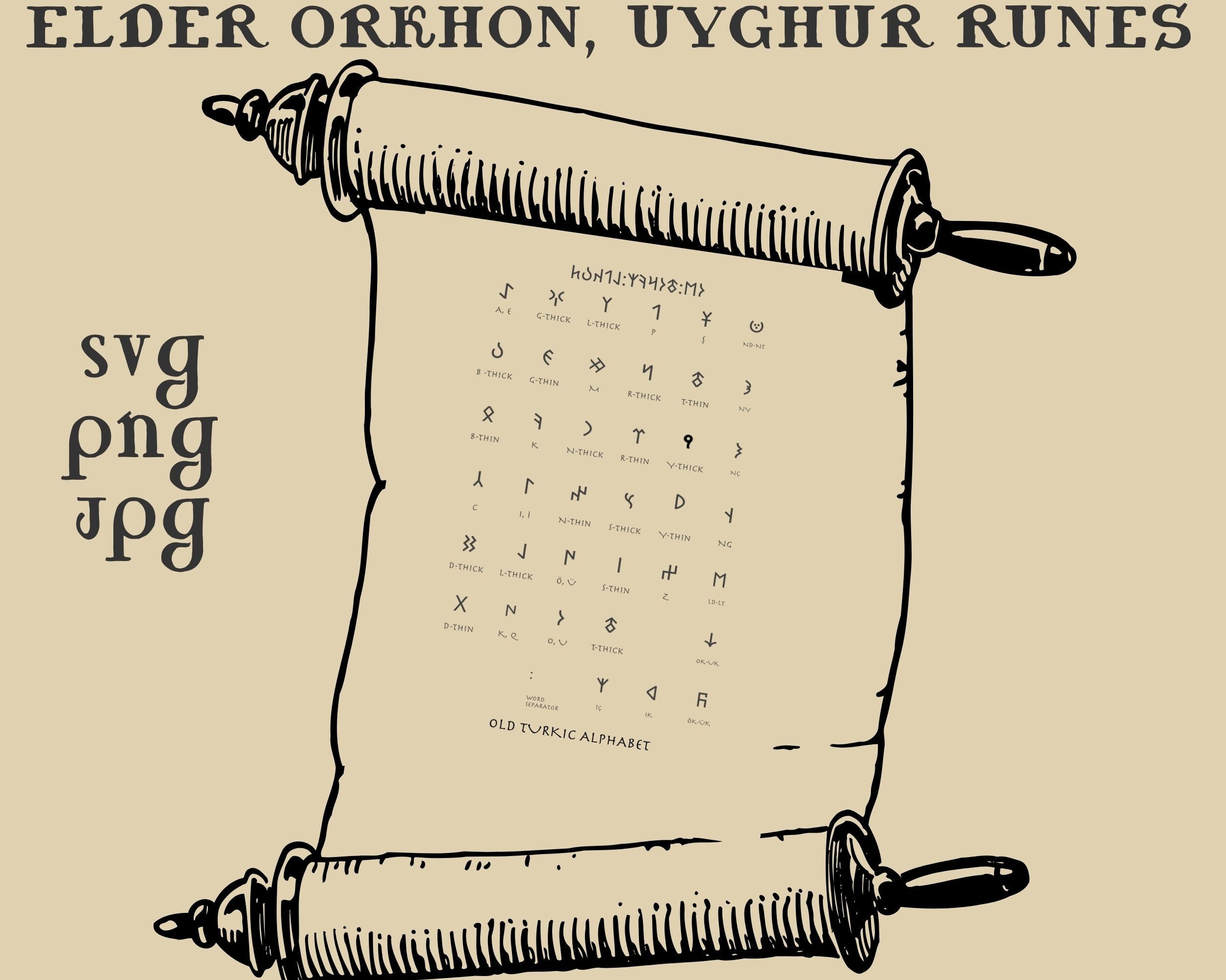 Runes Svg Png Jpg, Etruscan Runes Svg, Orkhon Uyghur Uzbek Alphabet Svg ...