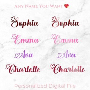 Custom Chrome Holographic Name SVG | Valentine Heart Script (Digital Download)