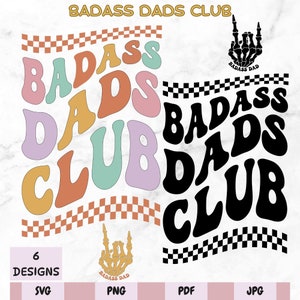 Club de Papás SVG, Gráfico de mano de esqueleto SVG PNG, Papá divertido SVG, Carta divertida SVG, Regalo del Día del Padre, Texto retro ondulado, SVG divertido para adultos