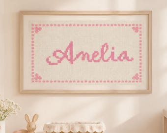 Lámina decorativa con nombre pixelado personalizado para pared, decoración infantil personalizada, lámina para habitación de niños