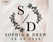 Personalized Floral Wedding Monogram Logo Design (SVG, PNG) - Custom Couple Initial Logo