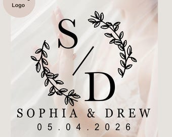 Personalized Floral Wedding Monogram Logo Design (SVG, PNG) - Custom Couple Initial Logo