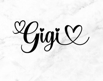 Gigi Heart Script, Grandma Gift Design (SVG, PNG)