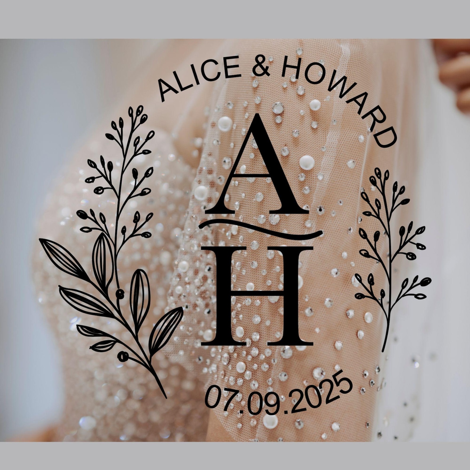 Minimalist Floral Wedding Monogram Logo Design (SVG, PNG) - Custom ...